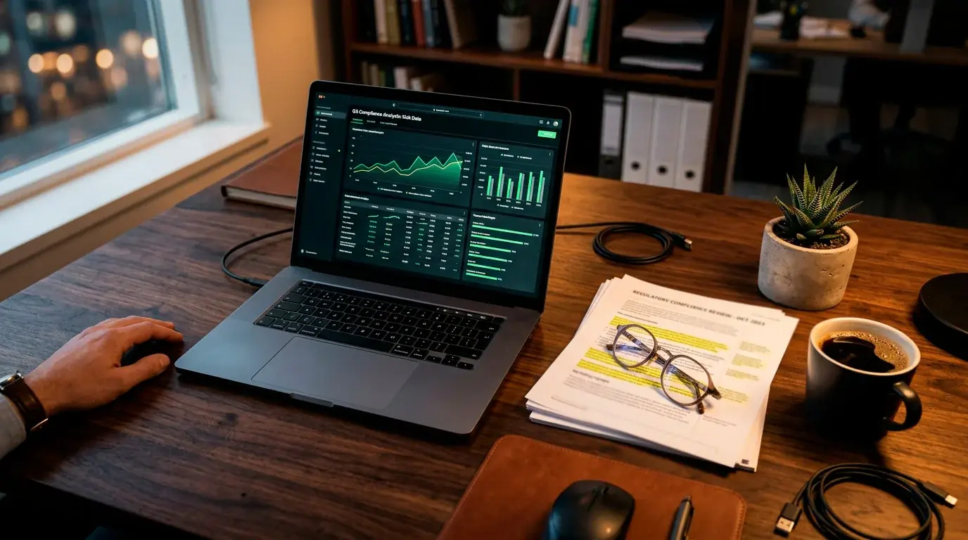 Luck Casino UKGC compliance review — analyst desk with licence documents and data charts