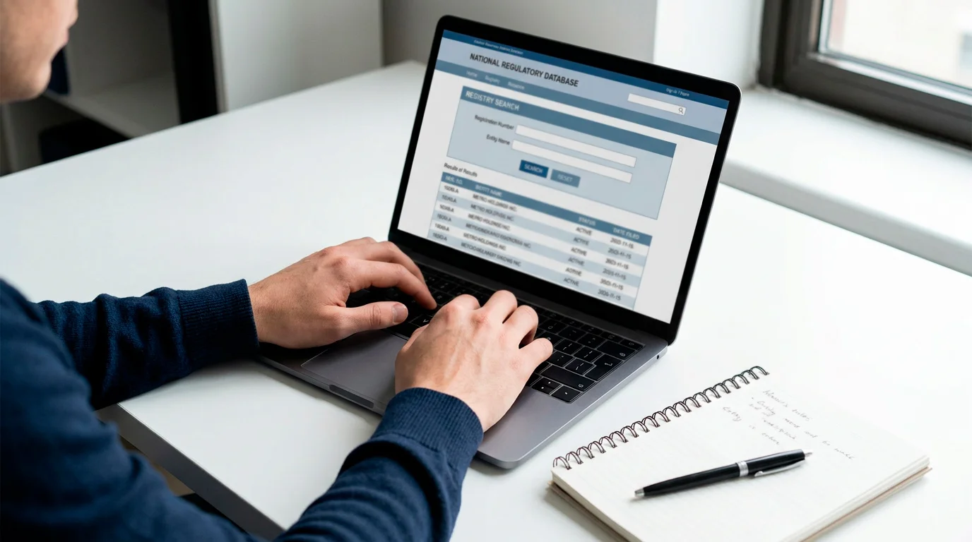 UKGC public register interface — example licence verification screen
